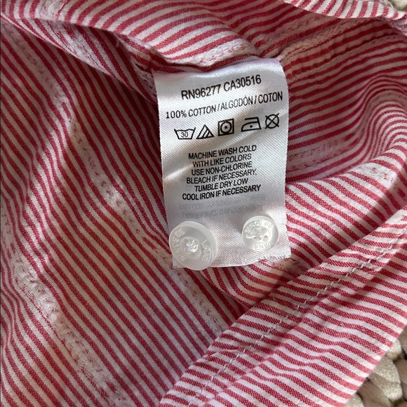 Vans Men's Casual Red Button Down Shirt | VANS Button Down Shirt | Striped Shirt - Picture 7 of 7